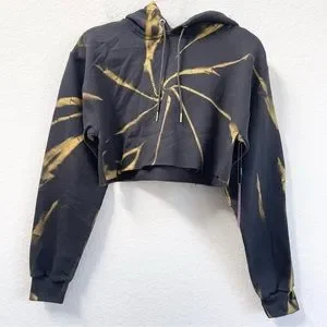 Myrrhe Tops Myrrhe Cropped Hoodie Black Gold Size Xs Poshmark